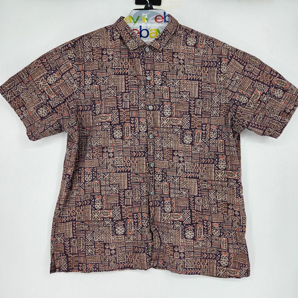Tori Richard Shirt Mens XL Geometric Button Short Sleeve Casual Summer Tribal